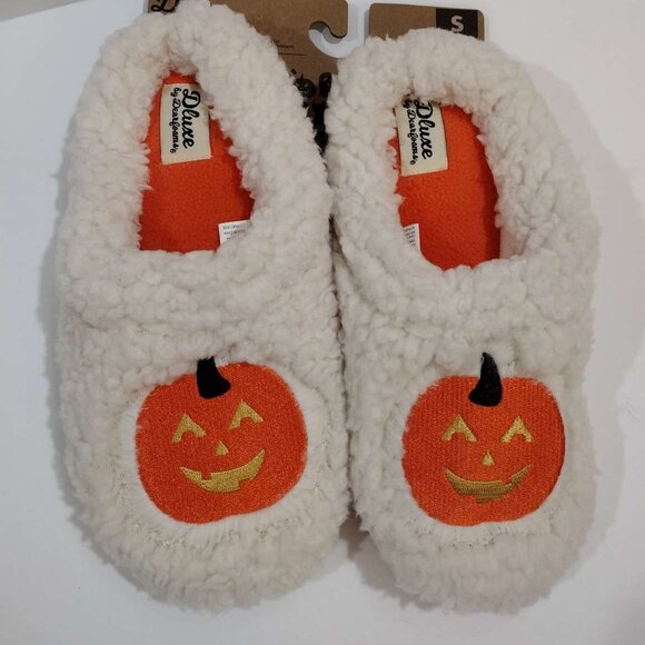 Dluxe By Dearfoams Women's Pumpkin Slide Slippers Cream - SIZE S (5-6) - Picture 2 of 9